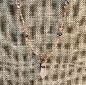 Rose Quartz Pendant on Beaded Necklace